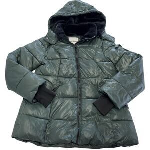 Steve Madden Jacket Womens Medium Hooded Faux Fur Lined‎ Puffer Coat Warm Zip